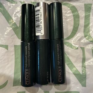 NEW CLINIQUE LOT OF 3 HIGH IMPACT MASCARAS DELUXE TRAVEL SZ 0.14 oz 01 BLACK
